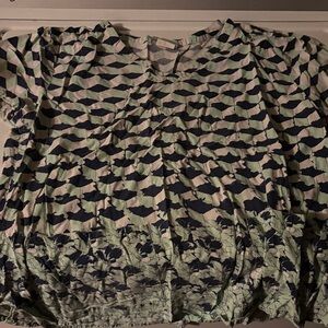 Grey's Anatomy Green and Navy Patterned Blouse